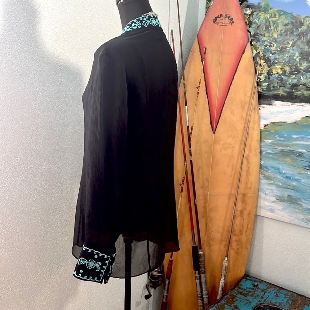 ⭐️INC International Concepts  Sheer Embroidered Tunic Boho Resort Top Size 14/L - Picture 7 of 12